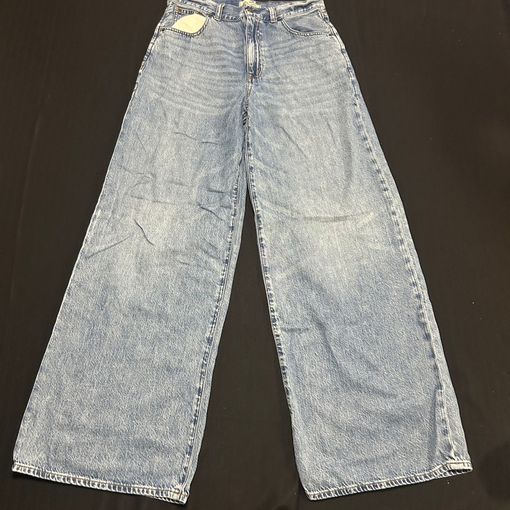 Madewell Superwide-Leg Jeans Light Wash High Rise Denim Size 28 Wide Leg